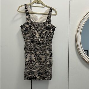 Elegant Black and Cream Patterned Dress